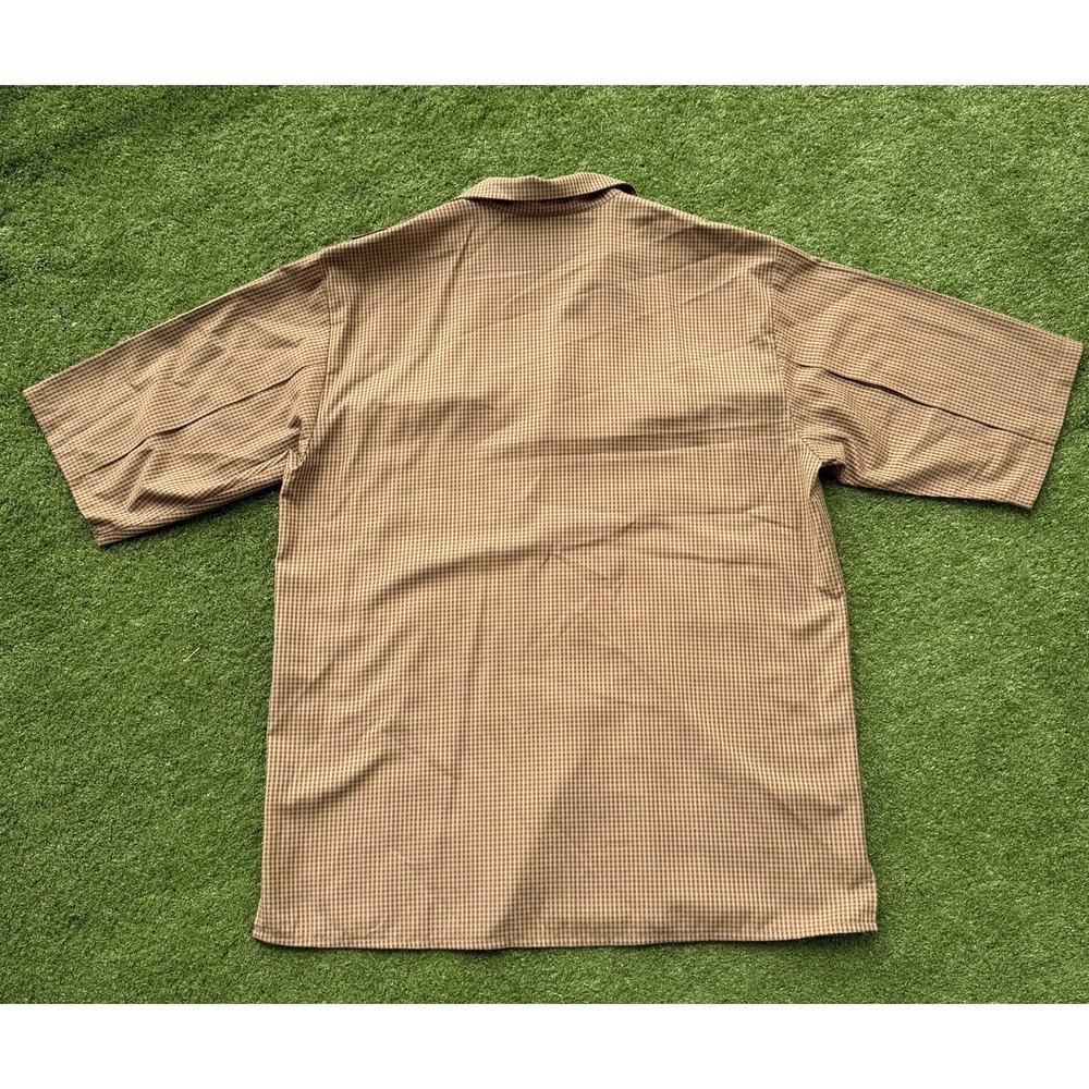 Carmel Zhao Men's‎ XL Brown Check Button Front Safari Utility Shirt 70/30 - Picture 8 of 9